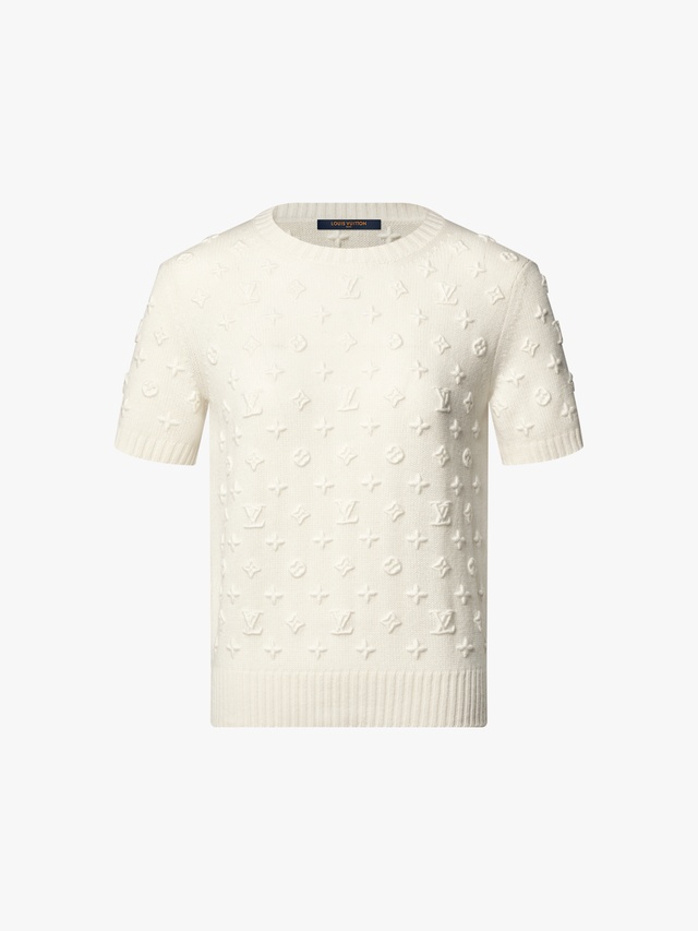 Monogram embroidered knit top