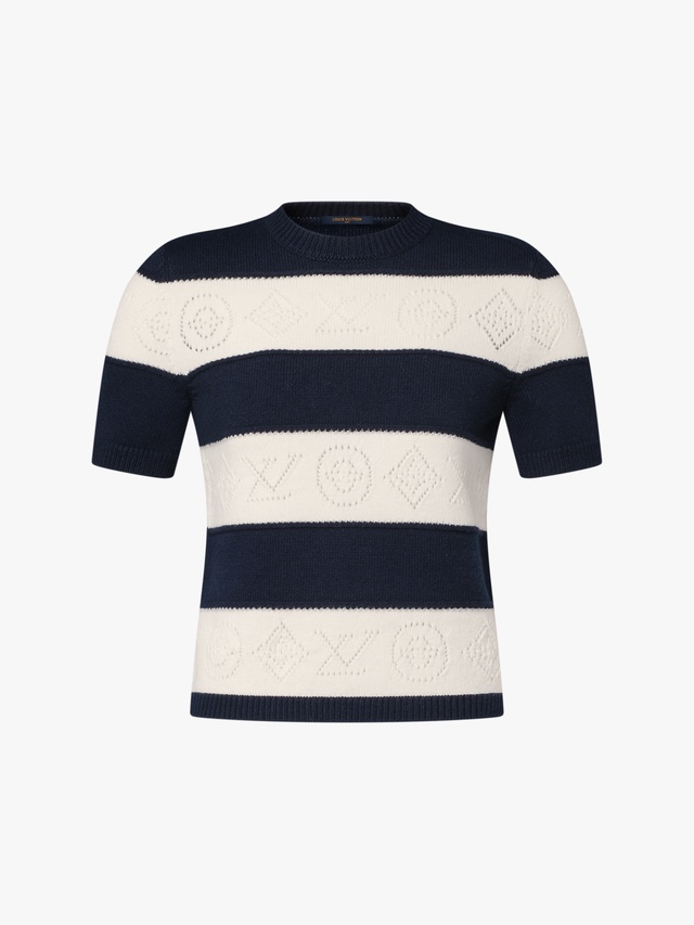 Striped openwork knit top