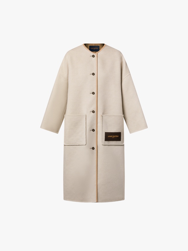 Collarless double-faced coat