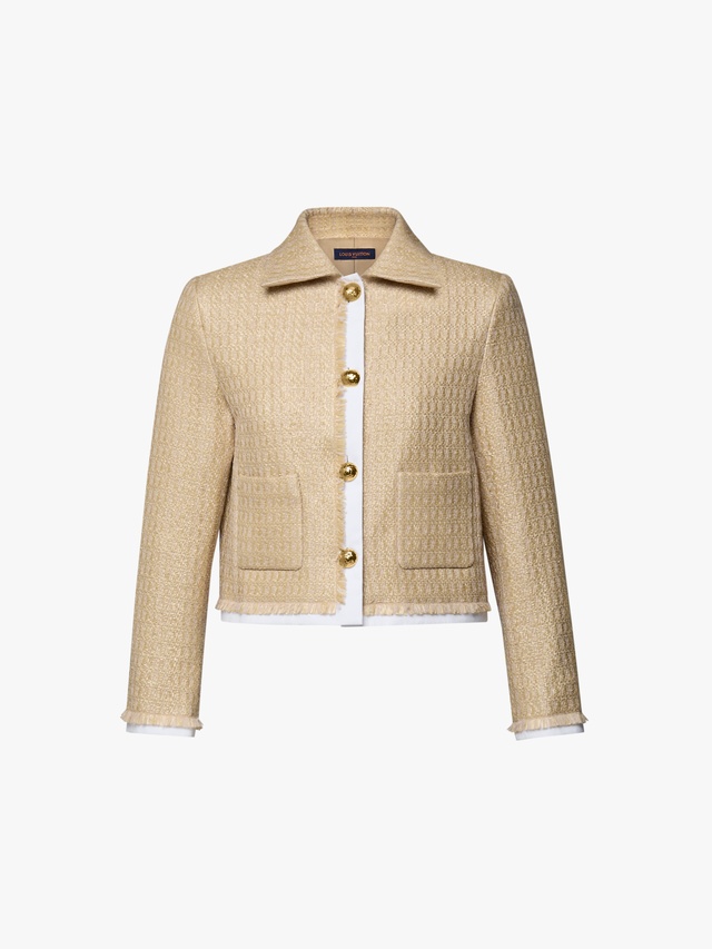 Woven-effect tweed suit jacket