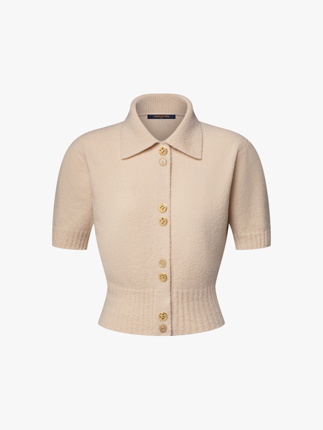 Monogram Button-Down Knit Top