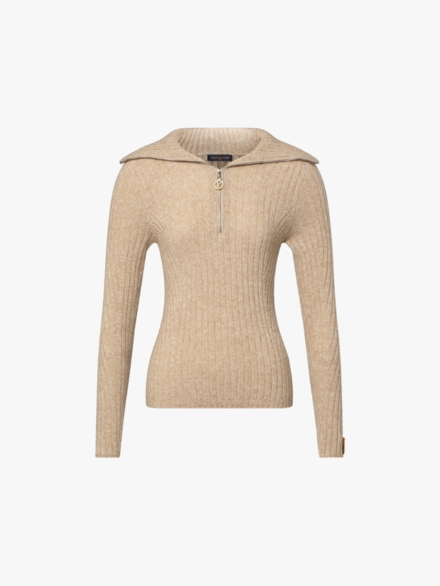 Half-zip wide-neck sweater