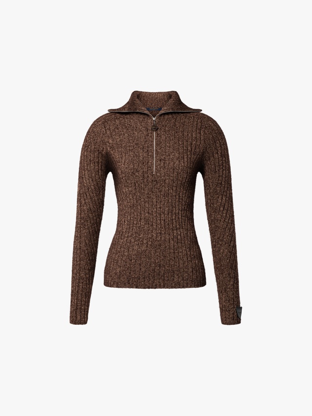 Half-zip ribbed knit sweater