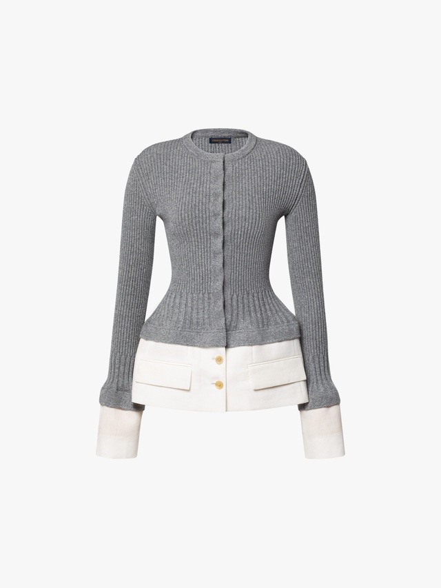 Trompe l’oeil knit top with blazer panel