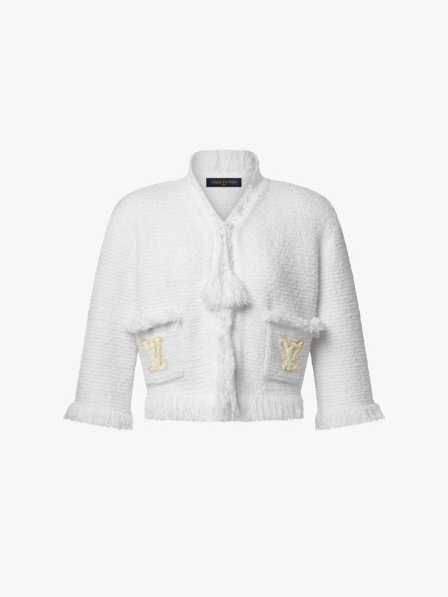 Terry jacket with fringed hem