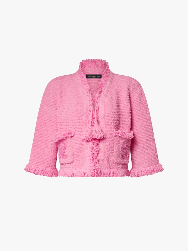 Terry jacket with fringed hem