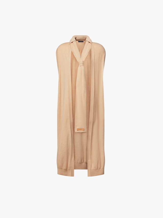 Long vest with tied collar