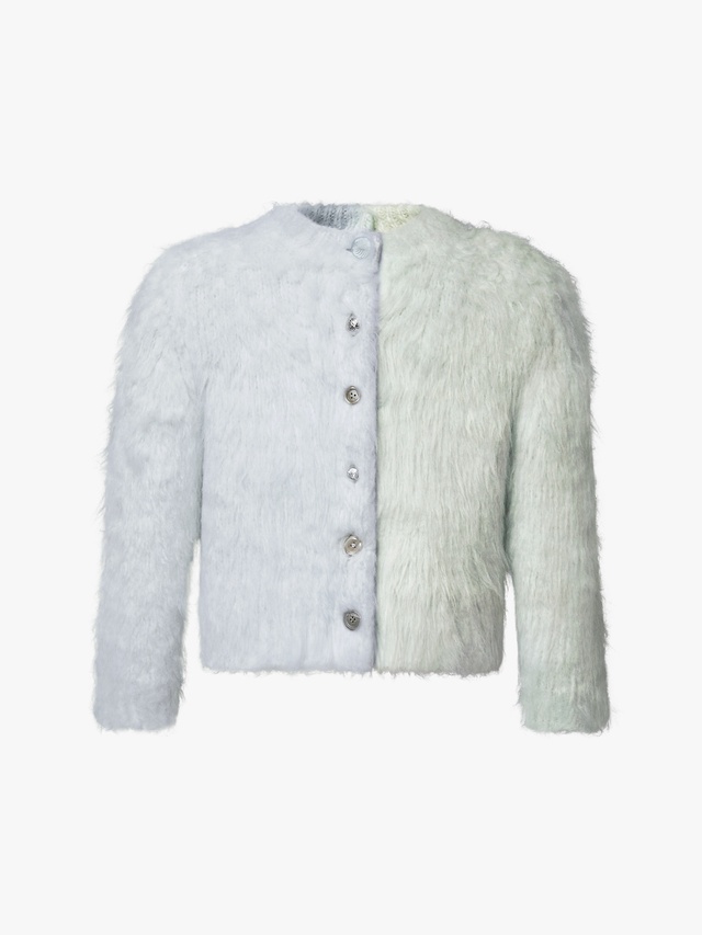 Double-breasted jeweled brushed cardigan