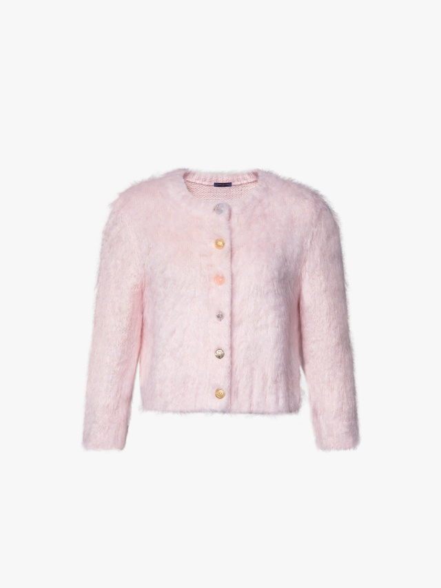 Brushed jewel-button cardigan