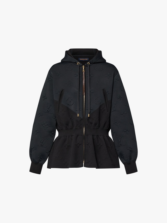 3D Monogram Peplum Hooded Sweatshirt