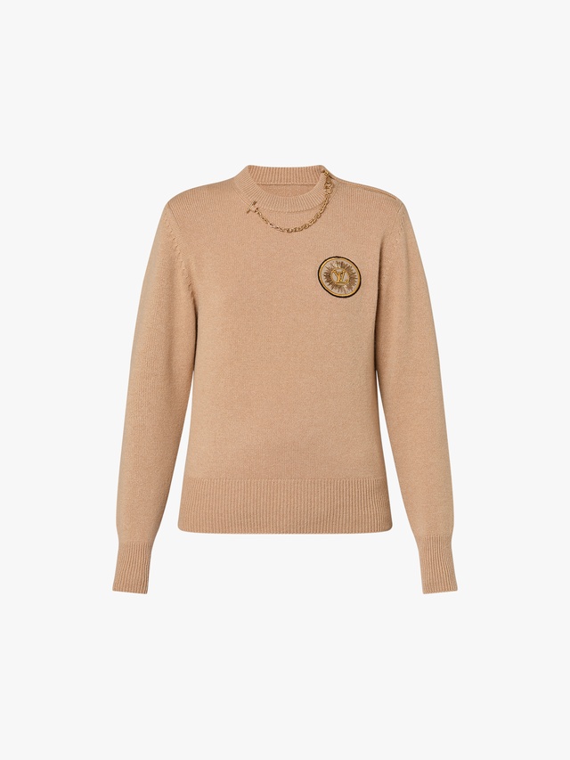 Patch and chain sweater