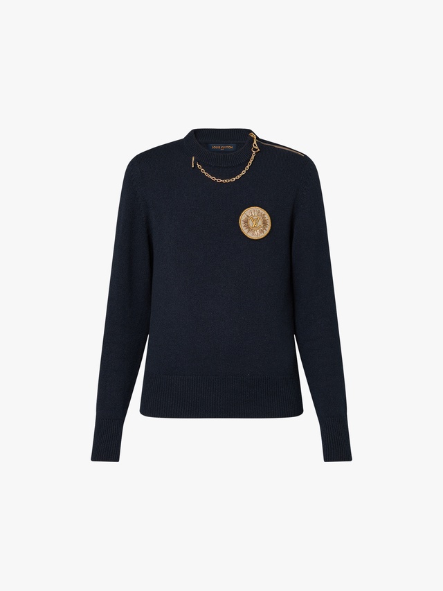 Patch and chain sweater