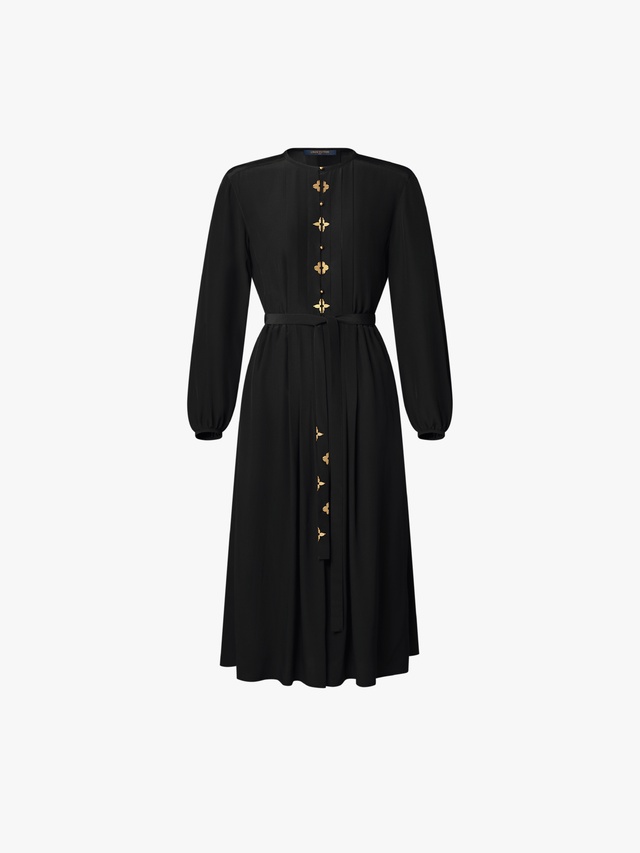 Pleated dress with Monogram details