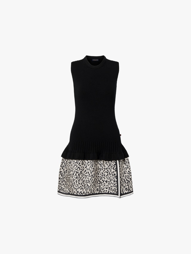 Knitted dress with leopard-print insert