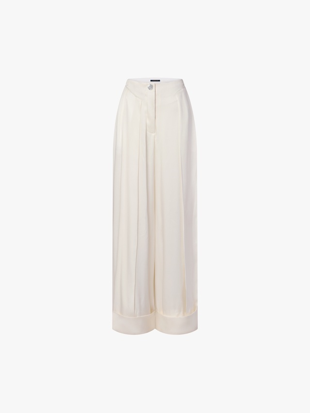 Pleated silk pants