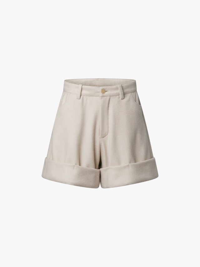 Wool and cashmere cuffed shorts