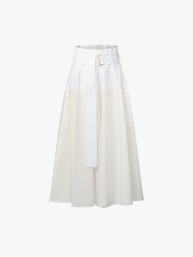 Color-block belted skirt
