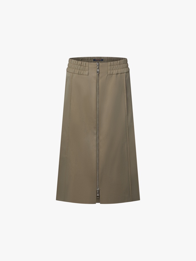 Zip Front Midi Skirt