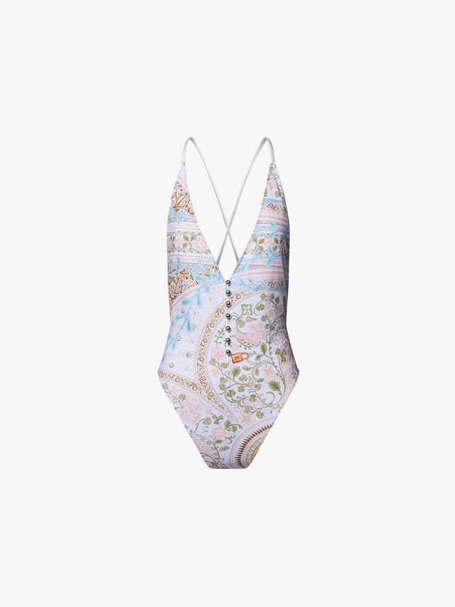 Floral scarf pattern swimsuit