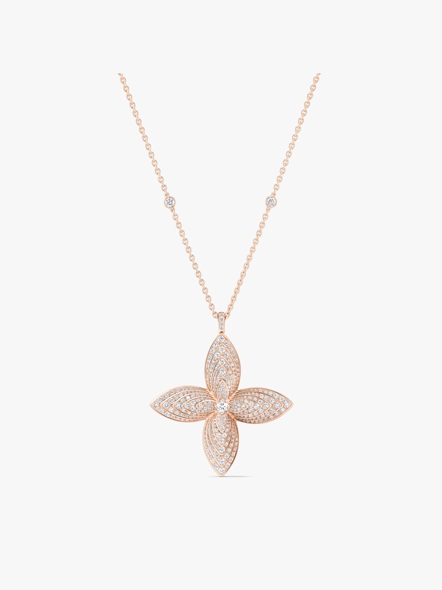 Idylle Blossom pendant necklace, pink gold and diamonds