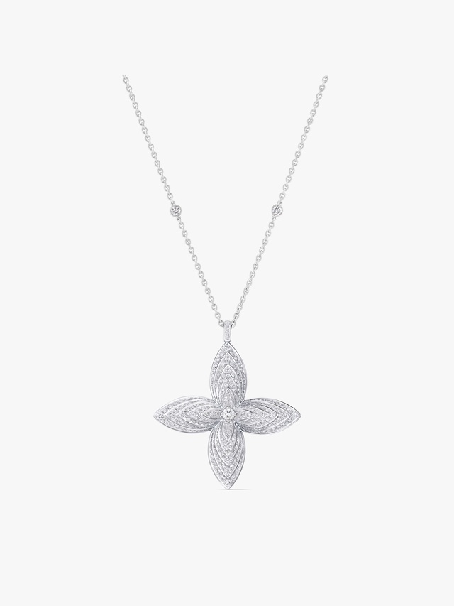 Idylle Blossom pendant necklace, white gold and diamonds