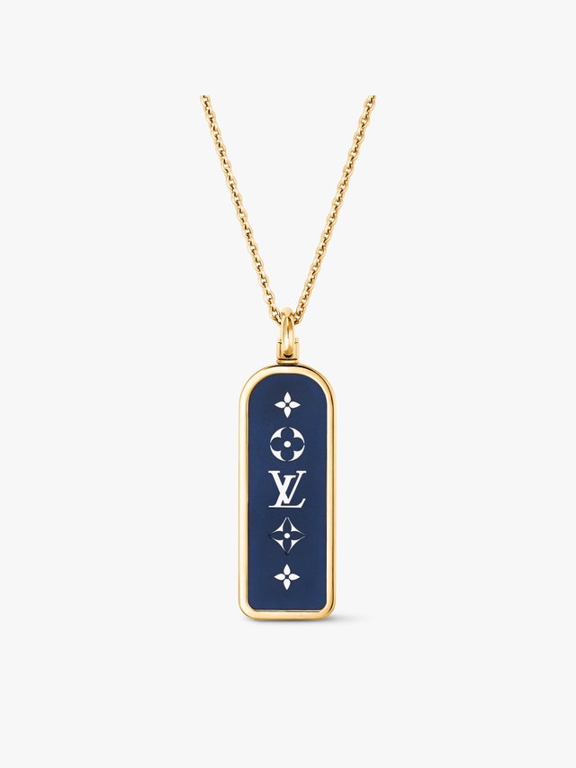 Les Gastons Vuitton large model Tag pendant necklace, yellow gold and blue titanium