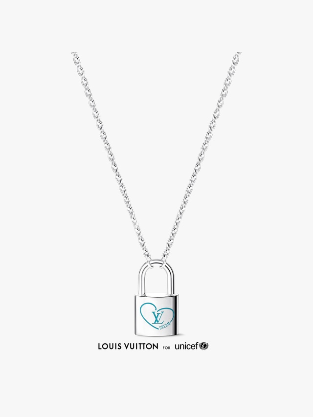 Silver Lockit x Felix Lee pendant necklace, sterling silver and blue lacquer