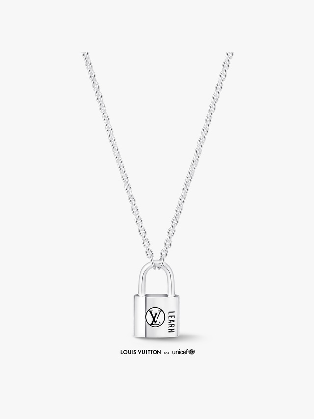 Silver Lockit pendant necklace, sterling silver and black lacquer