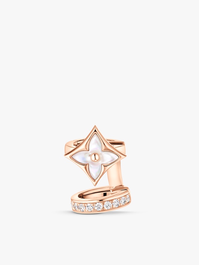 Star Color Blossom XS ear cuff, rose gold, white mother-of-pearl and diamonds – Individually
