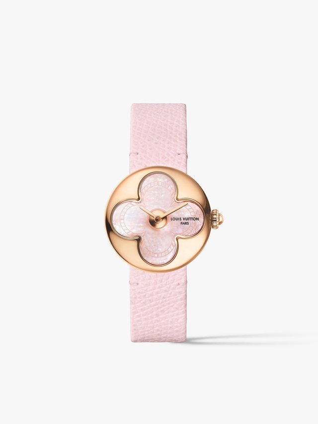 Color Blossom, quartz, 26 mm, or rose et nacre blanche aux nuances roses