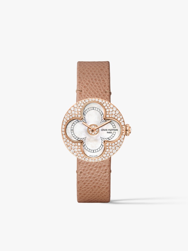 Color Blossom, quartz, 26 mm, rose gold, white mother-of-pearl and diamonds