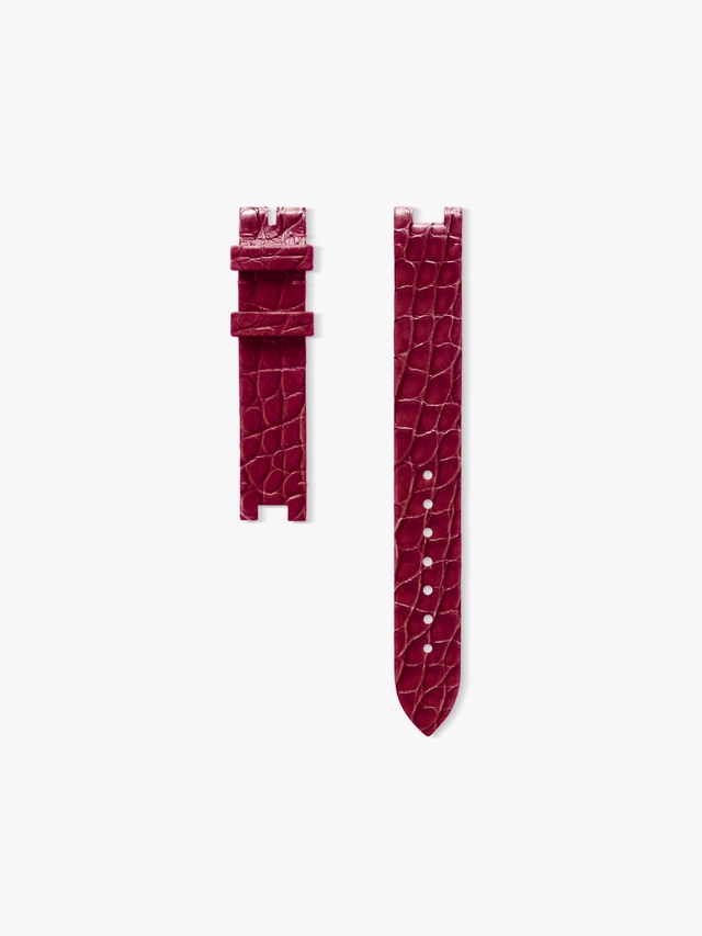 Color Blossom watch strap in cherry red alligator leather