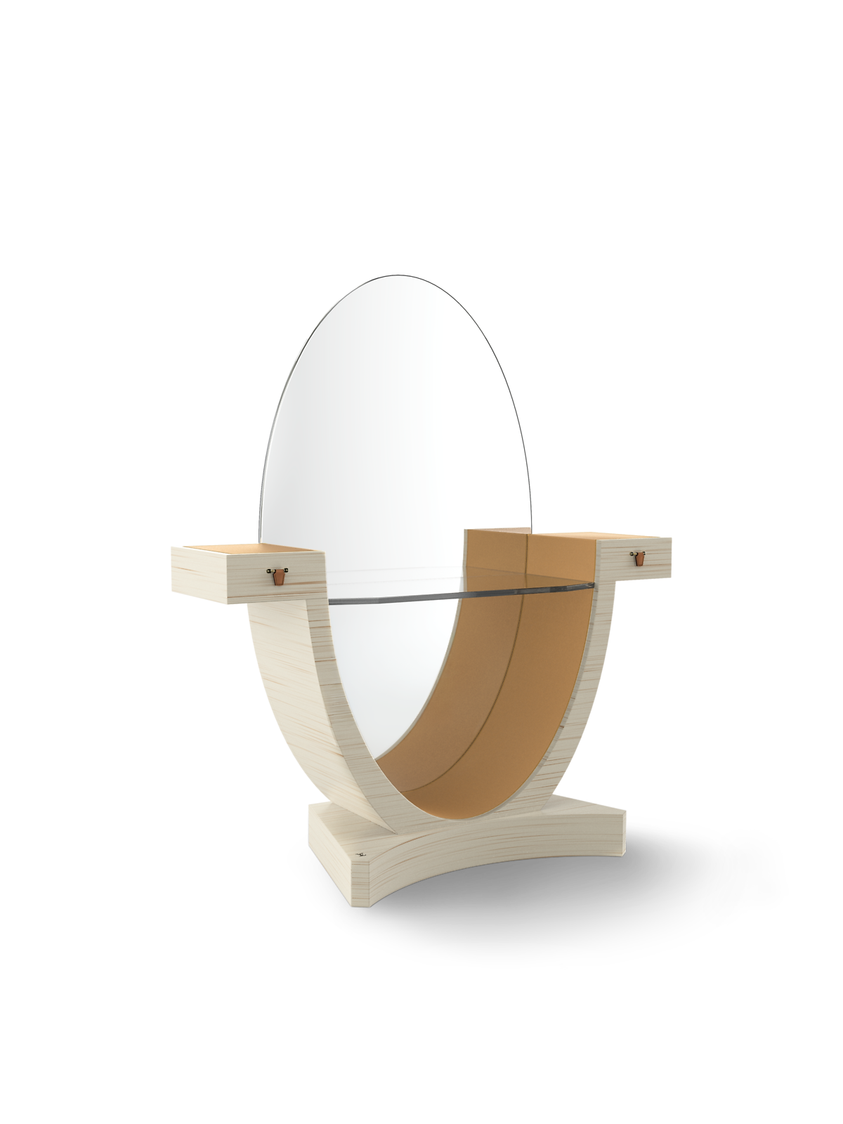 Céleste Dressing Table - White Lacquer / Aged Natural Leather