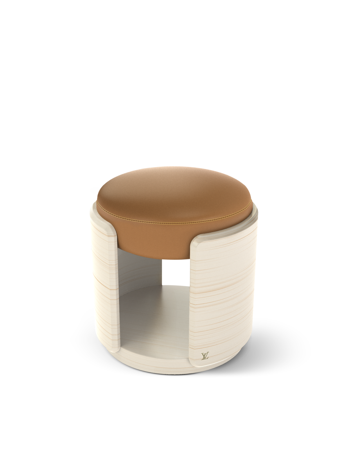 Céleste Stool - White Lacquer / Aged Natural Leather