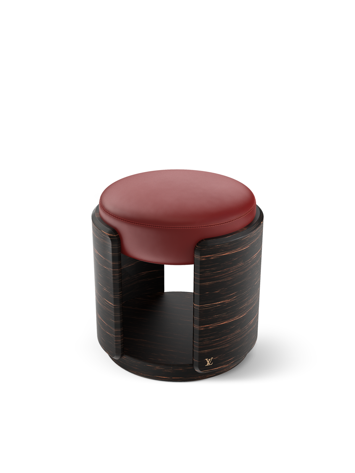 Tabouret Céleste - Palmier / Cuir Rouge