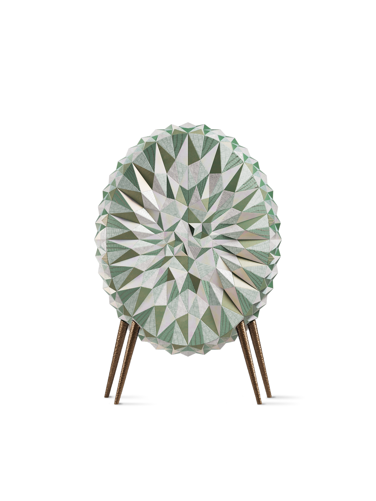 Kaleidoscope Cabinet in Exotic Leather - Green - Unique Piece