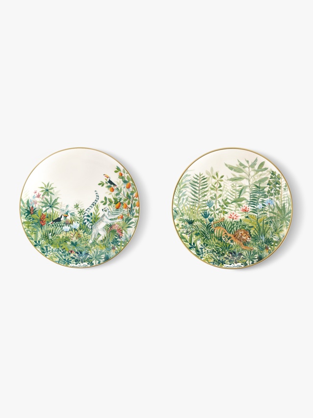 Set of 2 Tropical Jungle dessert plates