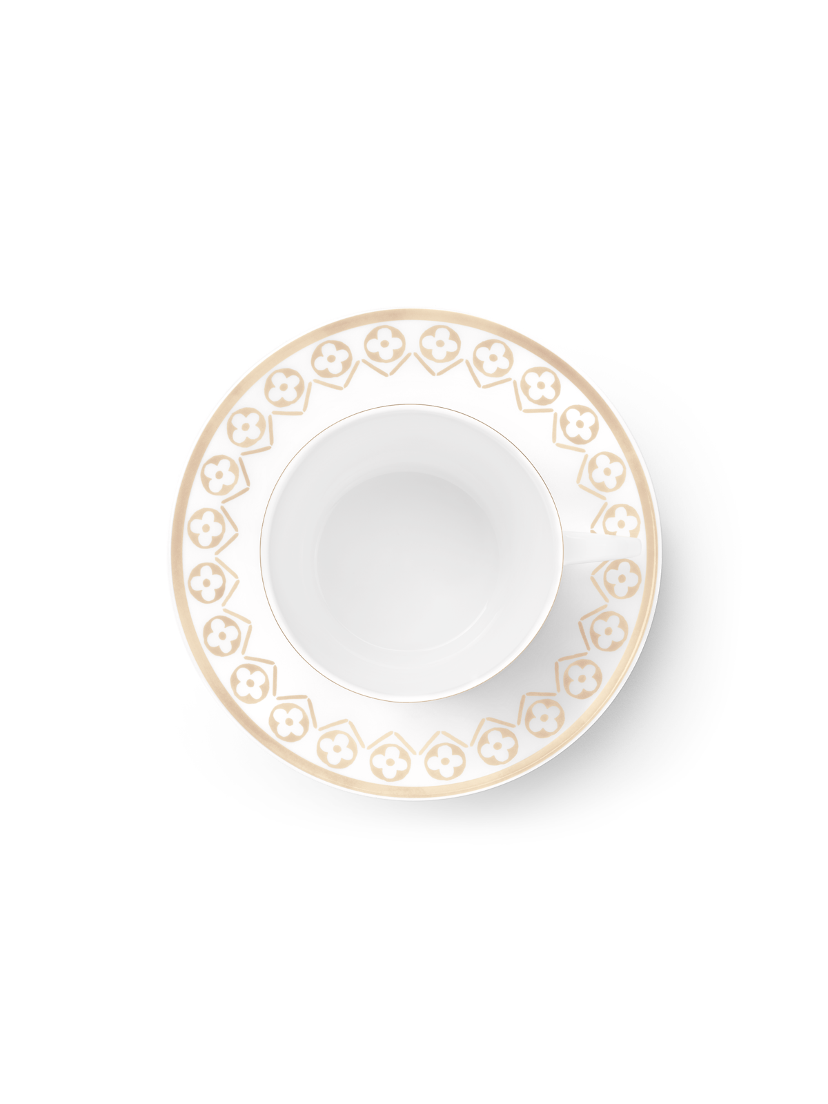 Set of two Monogram Flower Tile teacups and saucers