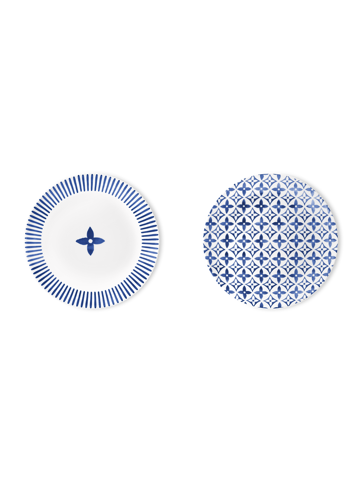 Set of two small Monogram Flower Tile plates