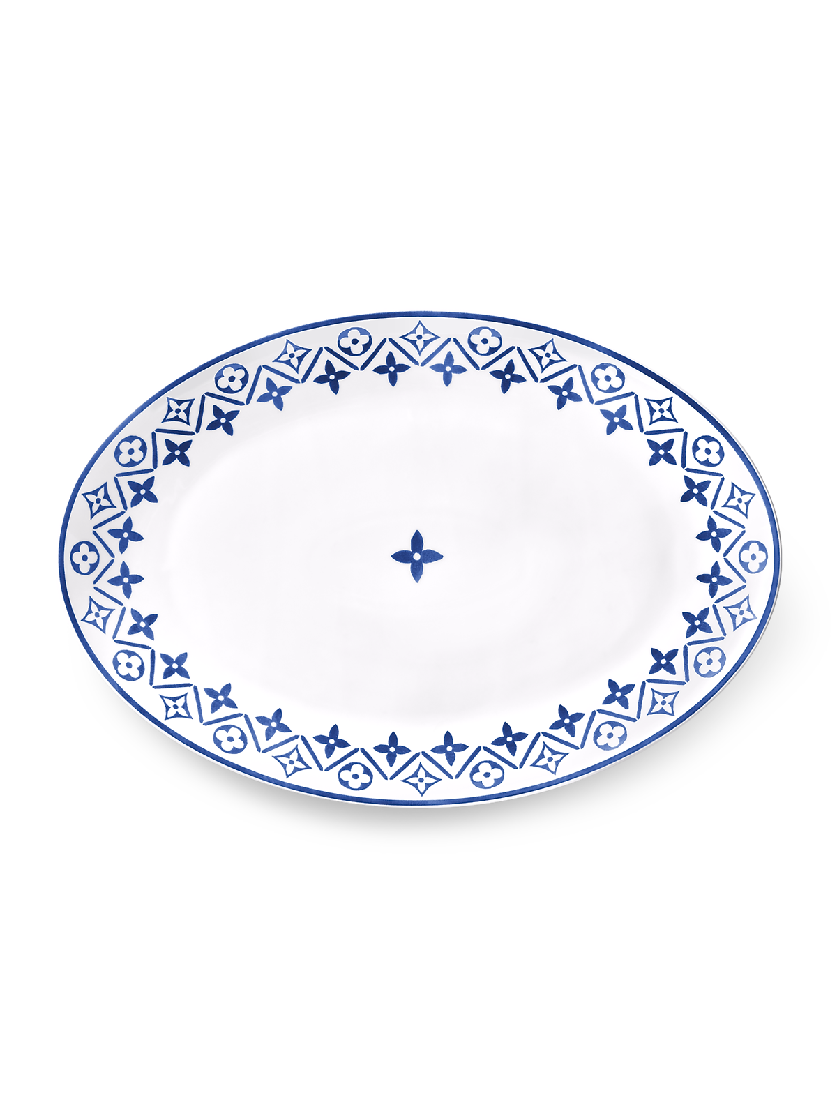 Monogram Flower Tile Oval Dish