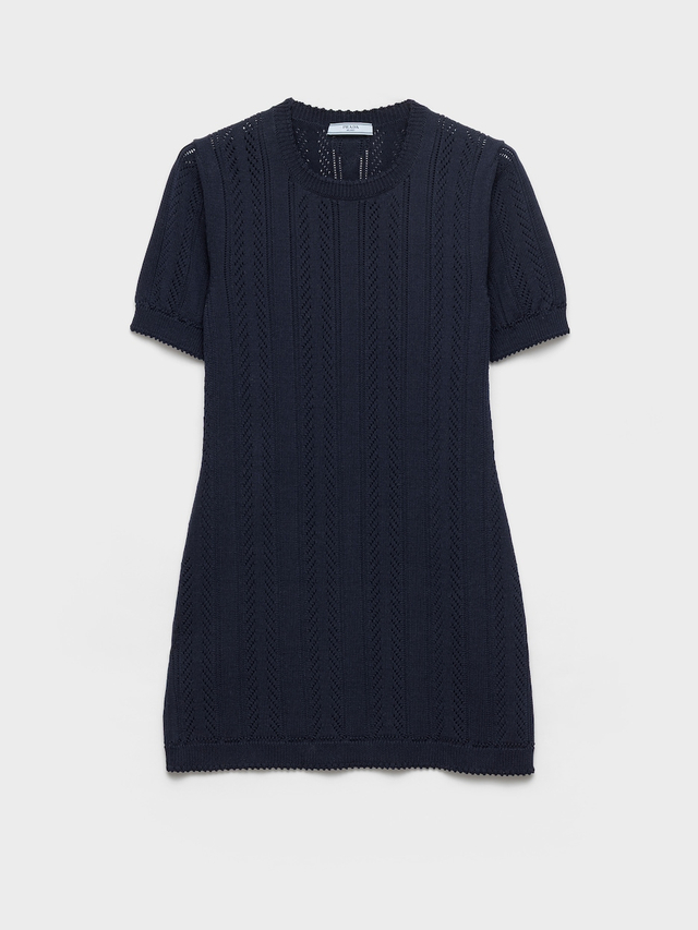 Openwork cotton mini-dress