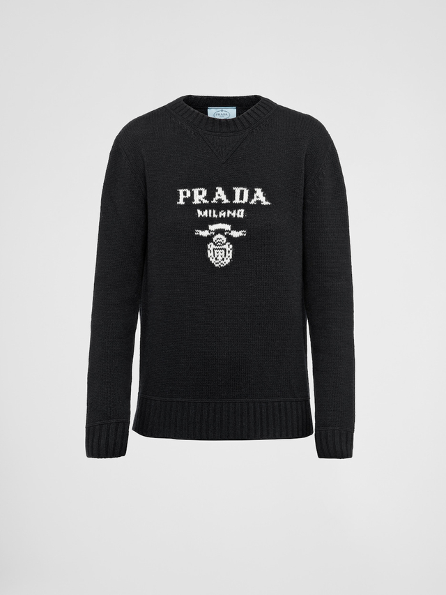 Cashmere and wool Prada logo crew-neck sweater