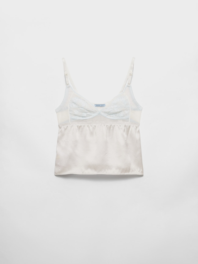 Vintage-look satin and lace top