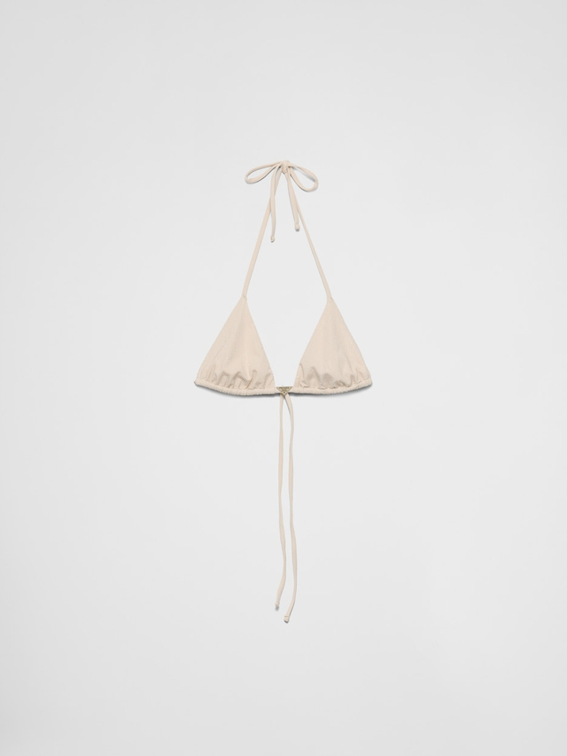 Jersey triangle bikini top with rhinestones