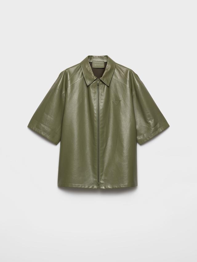 Nappa leather zipper shirt