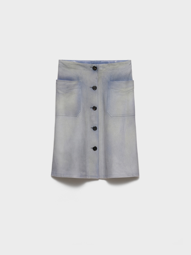 Buttoned suede skirt