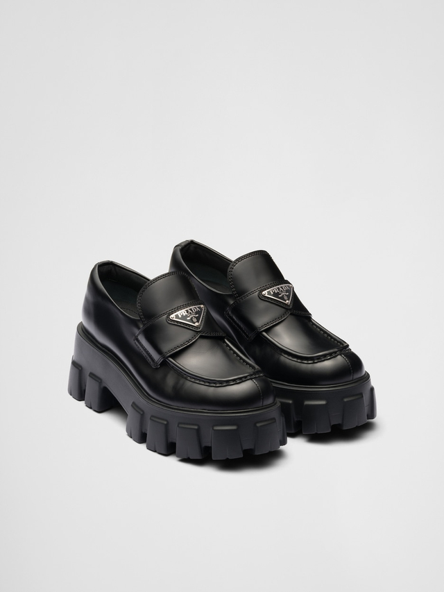 Brushed leather Monolith loafers