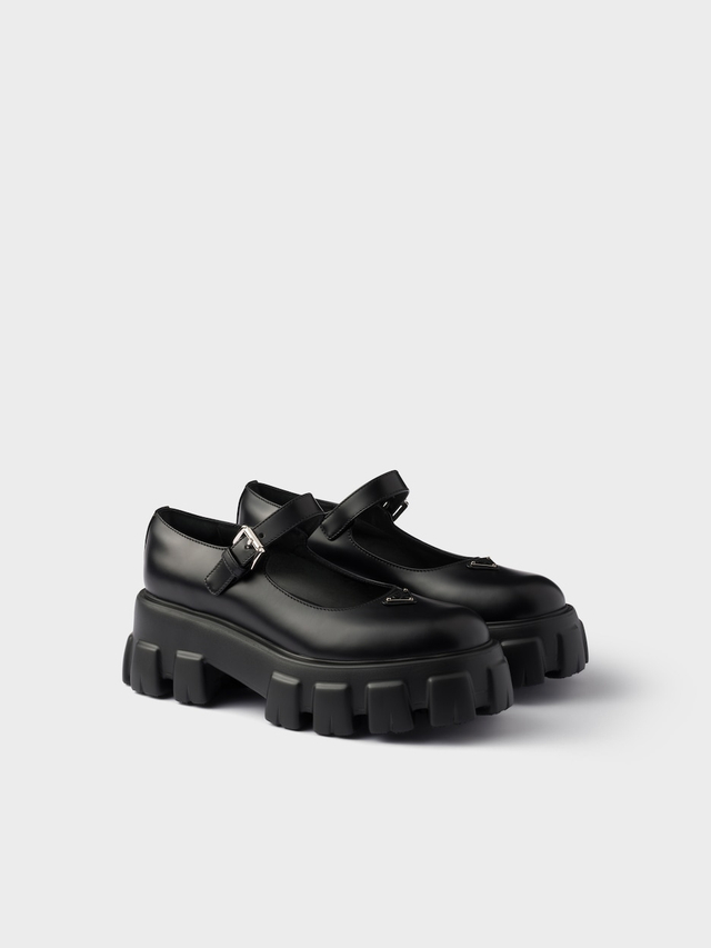 Brushed leather Monolith Mary Janes