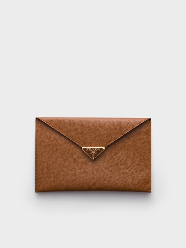 Saffiano leather envelope clutch
