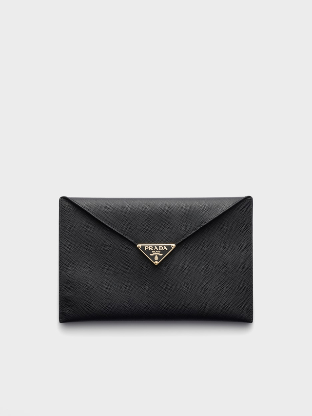 Saffiano leather envelope clutch